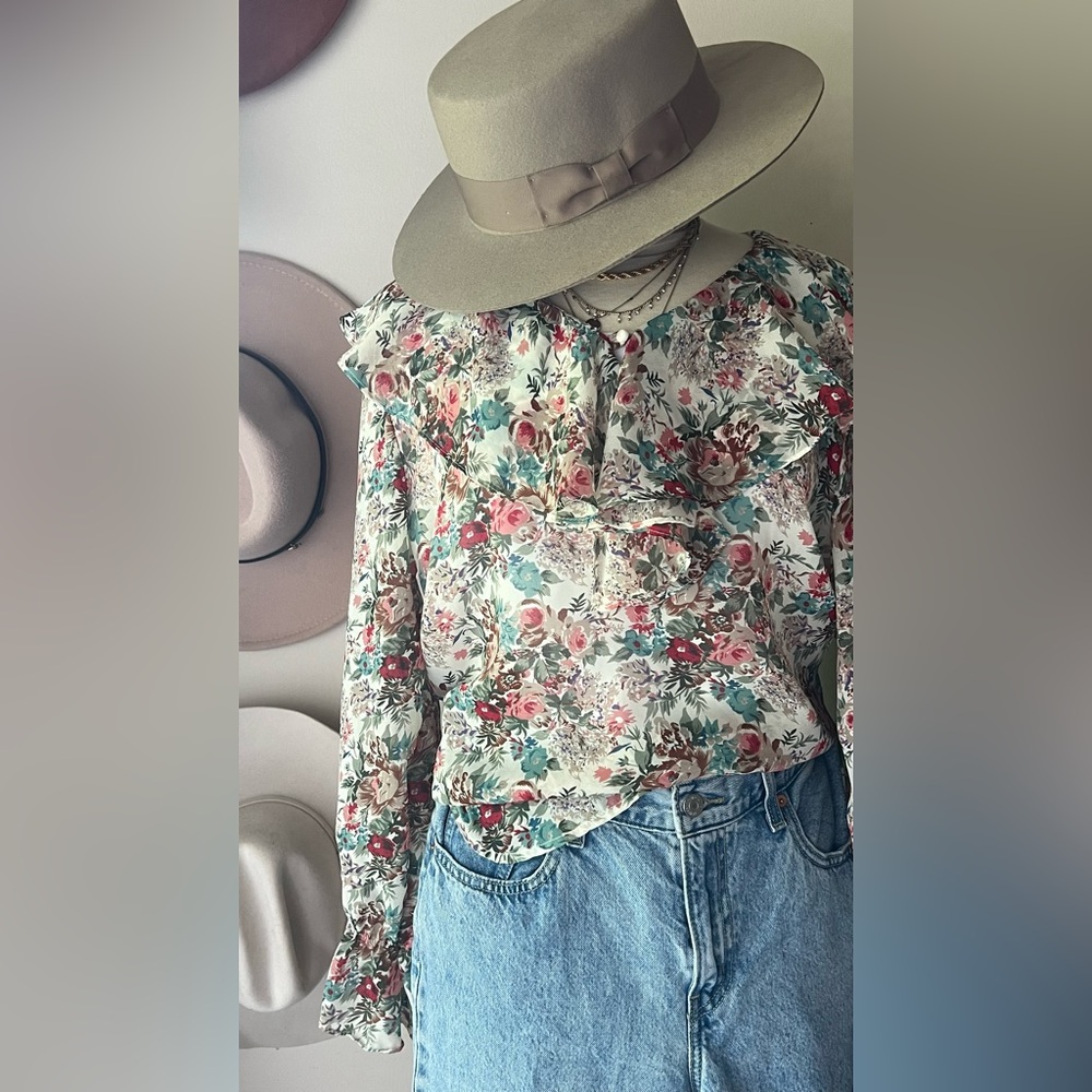 Vintage 90s‎ floral renaissance blouse Women’s SIZE medium cottagecore chic